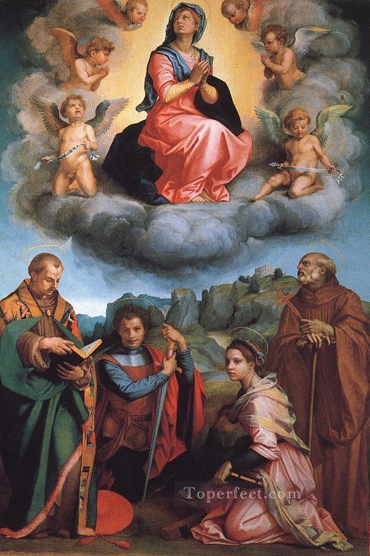 Virgin with Four Saints renaissance mannerism Andrea del Sarto Oil Paintings